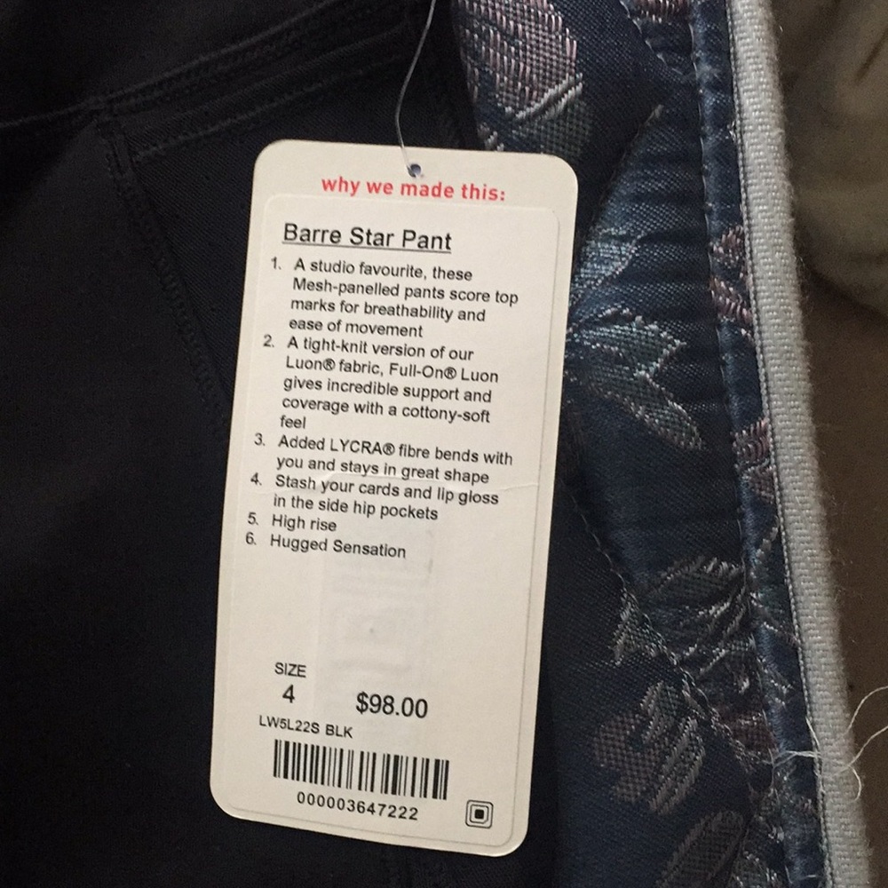 Lulu lemon leggings, Barre Star Pant Brand New